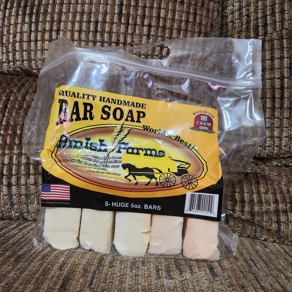 Amish Farms Soap 5 Huge Bars 5oz each Made in USA In Stock now